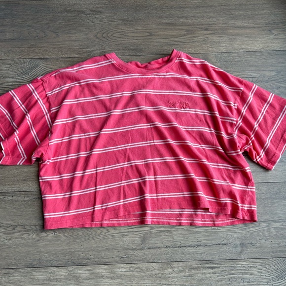 Billabong Coral Striped Cropped T-Shirt - Picture 1 of 4